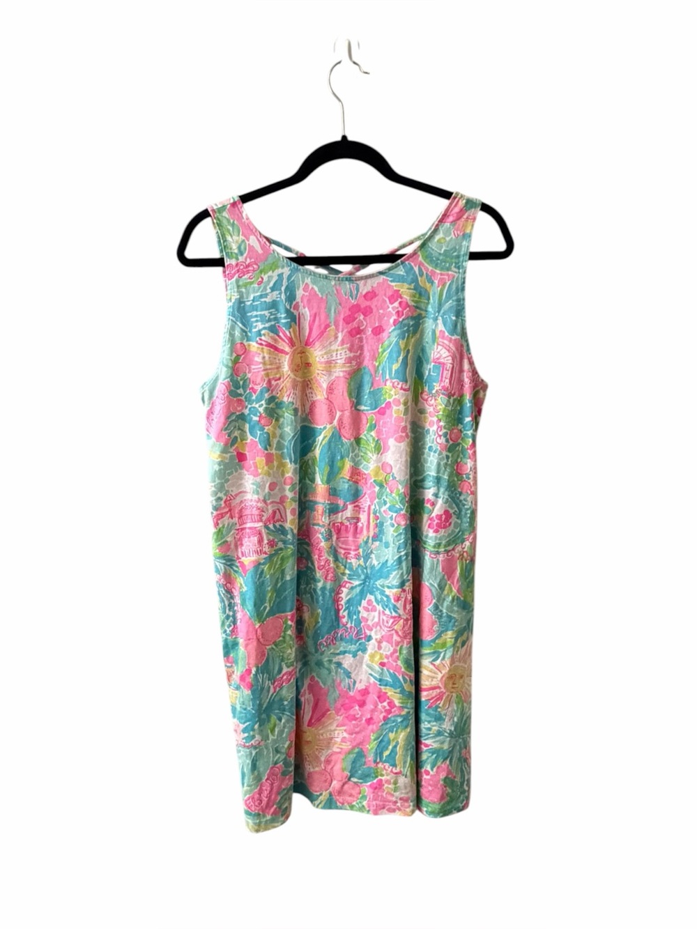 Lilly Pulitzer Florida Kristen Sunshine State of Mind Tropical Floral Dress L